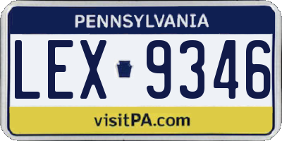 PA license plate LEX9346