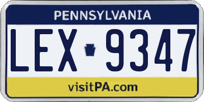 PA license plate LEX9347