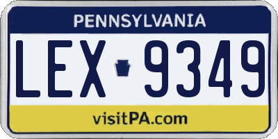 PA license plate LEX9349