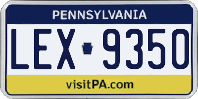 PA license plate LEX9350