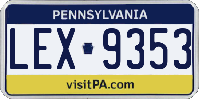 PA license plate LEX9353