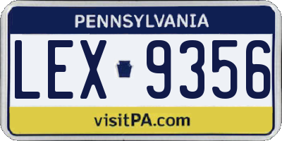 PA license plate LEX9356