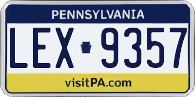 PA license plate LEX9357