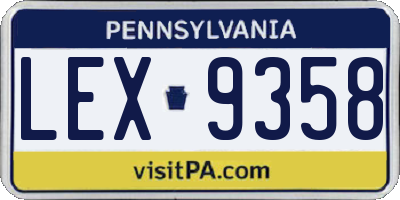 PA license plate LEX9358