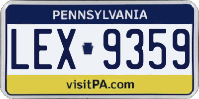 PA license plate LEX9359