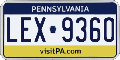 PA license plate LEX9360