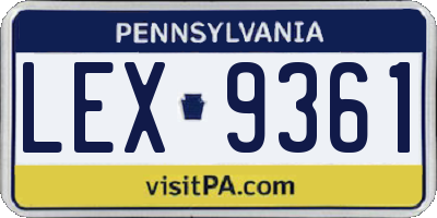 PA license plate LEX9361