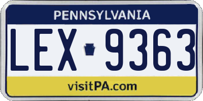 PA license plate LEX9363