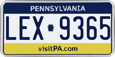 PA license plate LEX9365