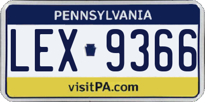 PA license plate LEX9366