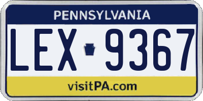PA license plate LEX9367