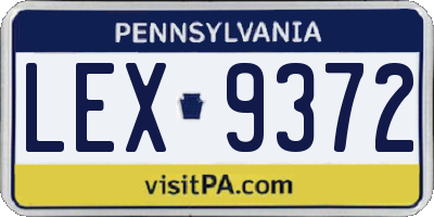 PA license plate LEX9372