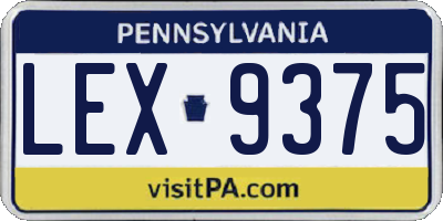 PA license plate LEX9375