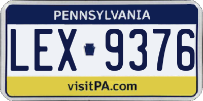 PA license plate LEX9376