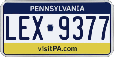 PA license plate LEX9377