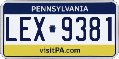 PA license plate LEX9381