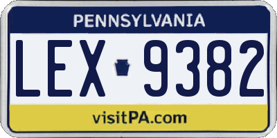 PA license plate LEX9382