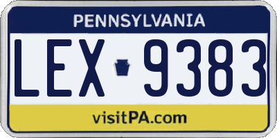 PA license plate LEX9383