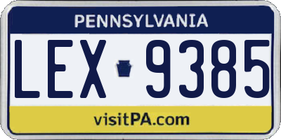 PA license plate LEX9385