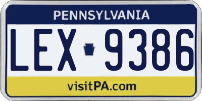 PA license plate LEX9386