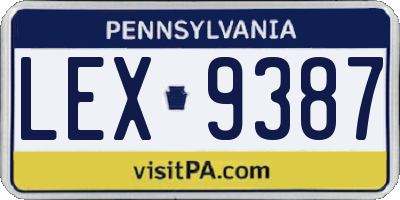 PA license plate LEX9387