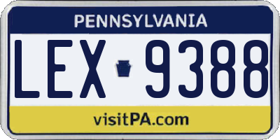 PA license plate LEX9388