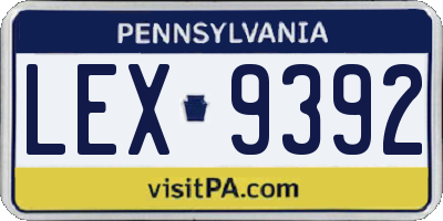 PA license plate LEX9392