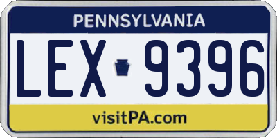 PA license plate LEX9396