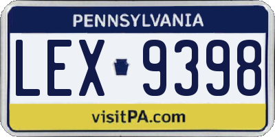 PA license plate LEX9398