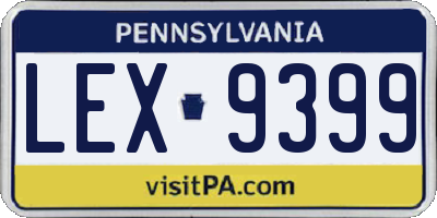 PA license plate LEX9399