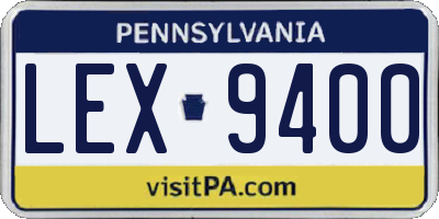 PA license plate LEX9400