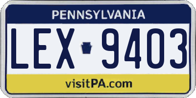 PA license plate LEX9403