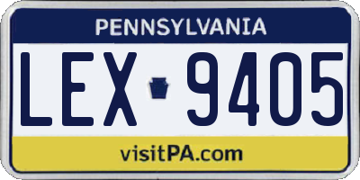 PA license plate LEX9405