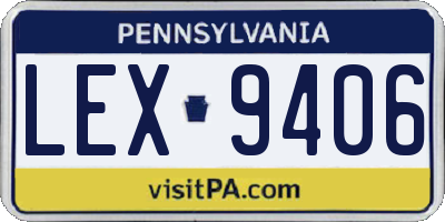 PA license plate LEX9406