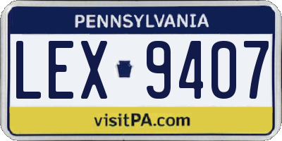 PA license plate LEX9407