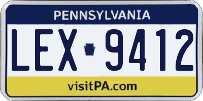 PA license plate LEX9412