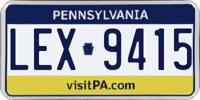 PA license plate LEX9415