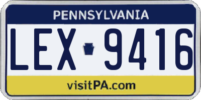 PA license plate LEX9416
