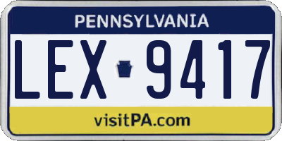 PA license plate LEX9417