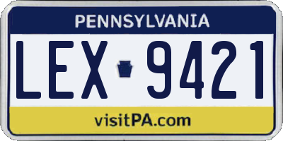 PA license plate LEX9421