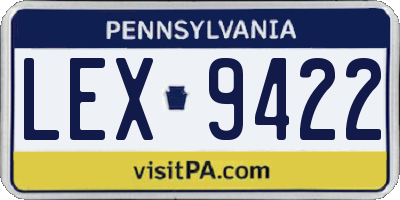 PA license plate LEX9422