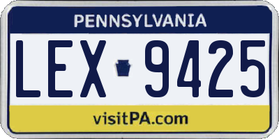 PA license plate LEX9425