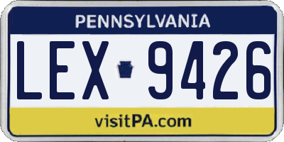 PA license plate LEX9426