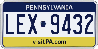 PA license plate LEX9432