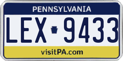 PA license plate LEX9433
