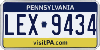 PA license plate LEX9434