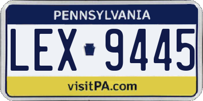 PA license plate LEX9445