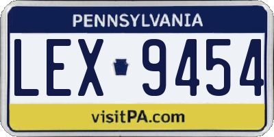 PA license plate LEX9454