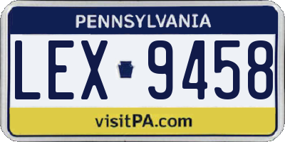 PA license plate LEX9458