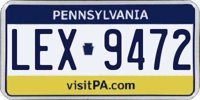PA license plate LEX9472